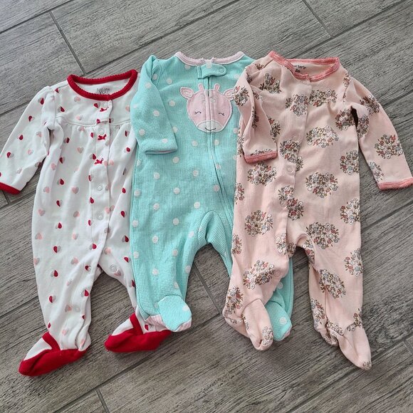 Carter’s & Just One You by Carter’s Baby Girl Footed Sleepers Lot of 3 Size 3M - Picture 1 of 7
